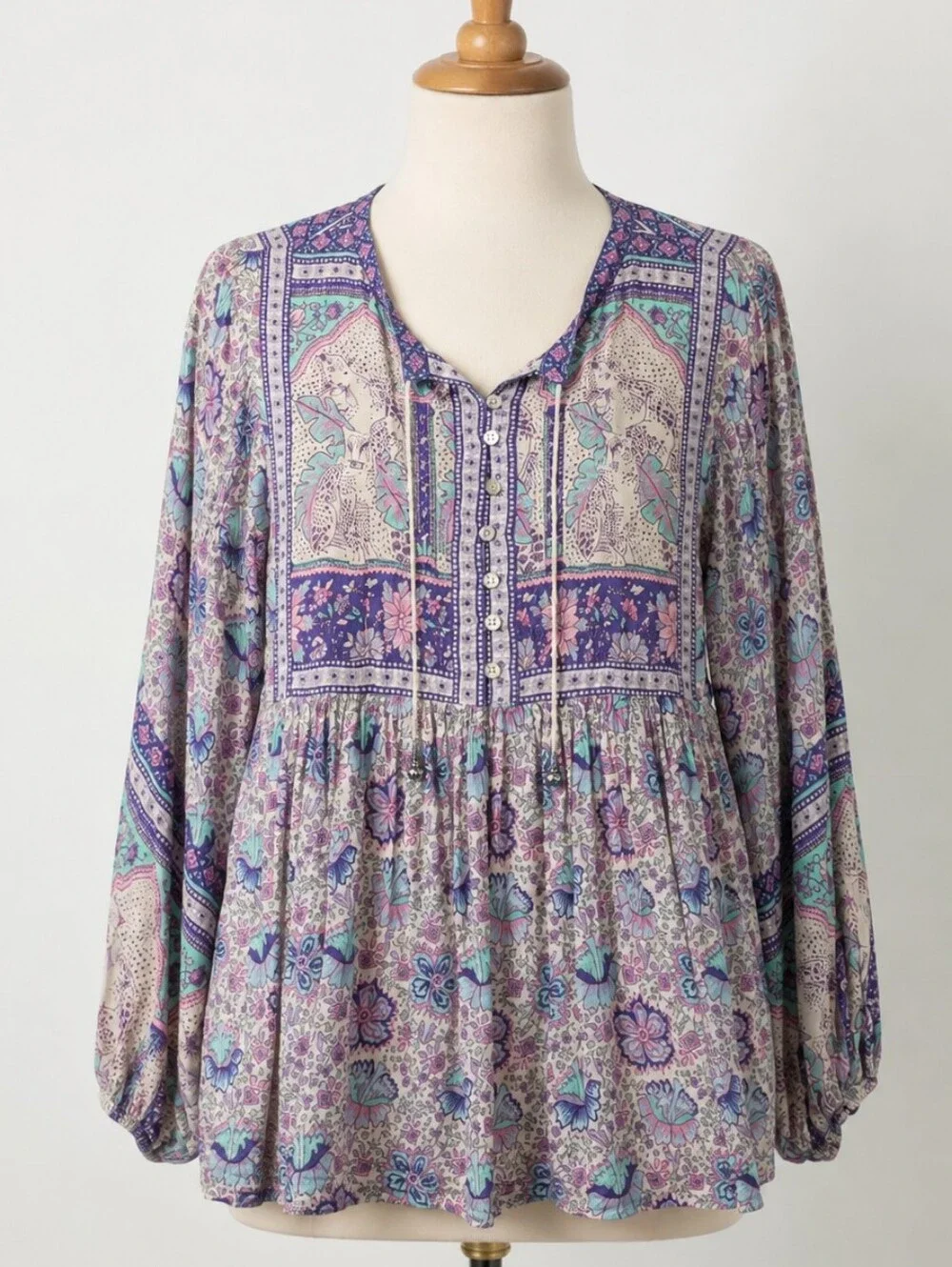 Spell And The Gypsy Peasant Top Size Small Boho Flowy Lavender Pink Silver